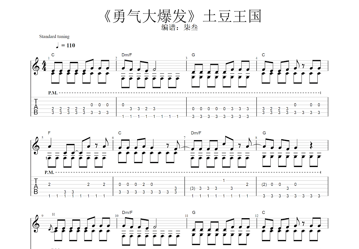 勇气大爆发吉他谱预览图
